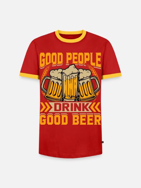 Gute Leute Trinken Gutes Bier - Männer Kontrast-T-Shirt - Rot/Gelb