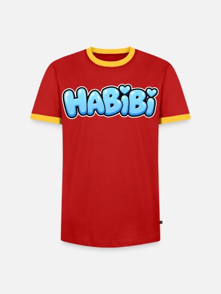 Habibi – Süßer Herz Schriftzug – Liebe - Männer Kontrast-T-Shirt - Rot/Gelb 