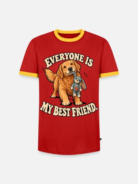 Freundlicher Golden Retriever - Männer Kontrast-T-Shirt - Rot/Gelb 