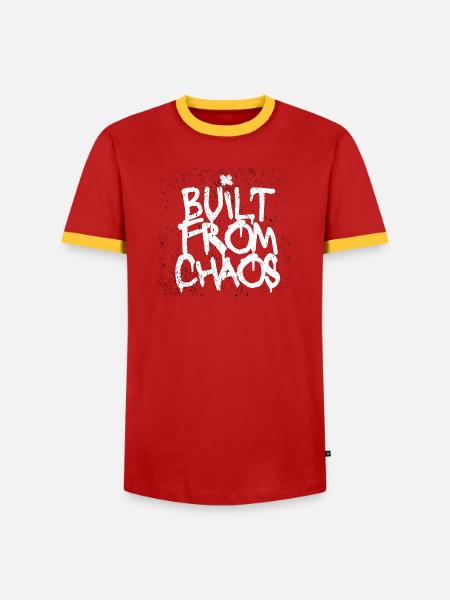 Aus Chaos gebaut - Männer Kontrast-T-Shirt - Rot/Gelb 