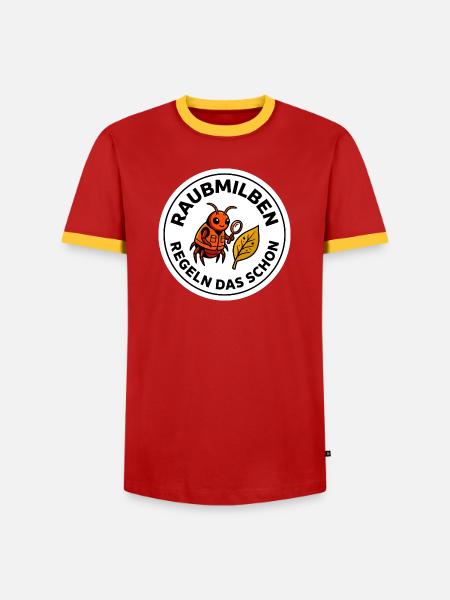 Raubmilben Regeln Das Schon Nützlinge - Männer Kontrast-T-Shirt - Rot/Gelb 