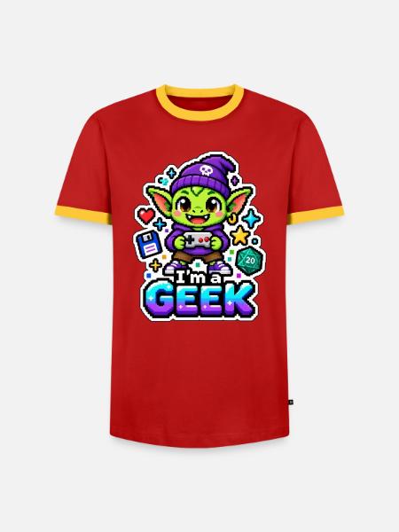 ICH BIN EIN NERD - Goblinspieler - Männer Kontrast-T-Shirt - Rot/Gelb 