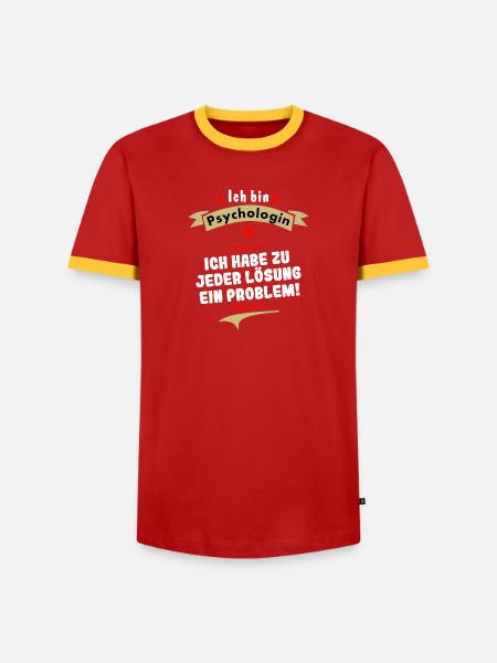 ich bin psychologin - Männer Kontrast-T-Shirt - Rot/Gelb