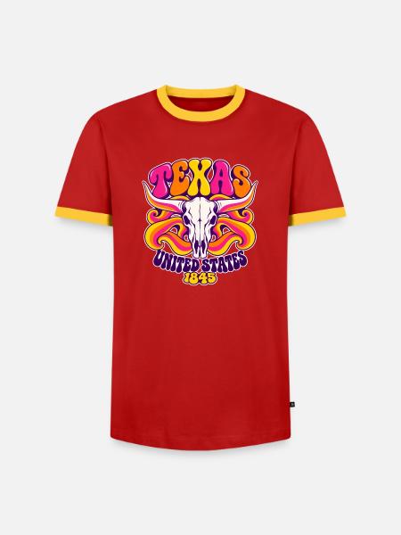 Texas 1845 Psychedelic - Männer Kontrast-T-Shirt - Rot/Gelb