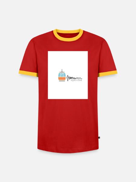 Alpine Vibes Kabelbahn - Männer Kontrast-T-Shirt - Rot/Gelb