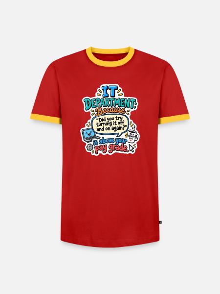 IT Abteilung Neustart Witz - Männer Kontrast-T-Shirt - Rot/Gelb 