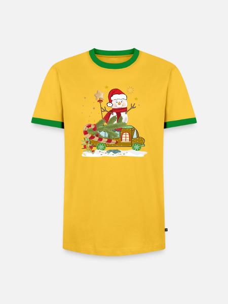 Schneemann Weihnachtsmann - Männer Kontrast-T-Shirt - Gelb/Grün