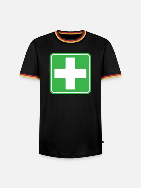 First Aid Medical Cross Safety Sign Vector Icon - Men's Ringer Shirt - black/tricolour