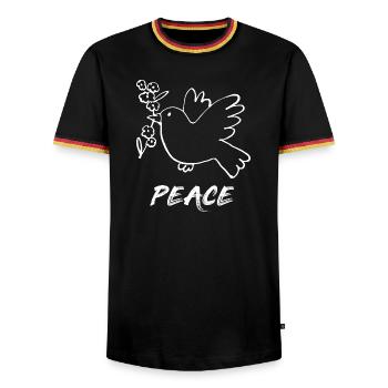 Peace/Frieden/Friedenstaube - Männer Kontrast-T-Shirt - Schwarz/Dreifarbig - Vorne - AI Model Male 178 light (178cm) & AI Model Male 185 light (185cm)