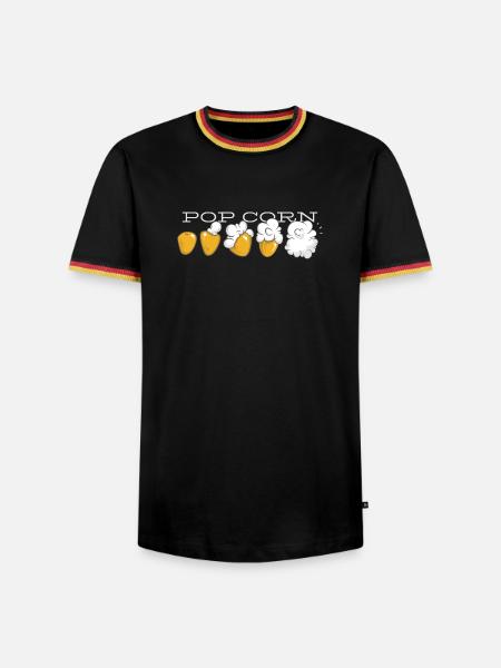Popcorn Evolution - Männer Kontrast-T-Shirt - Schwarz/Dreifarbig
