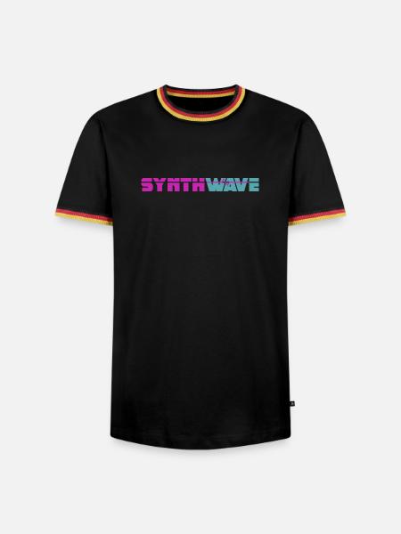 Synthwave - Männer Kontrast-T-Shirt - Schwarz/Dreifarbig