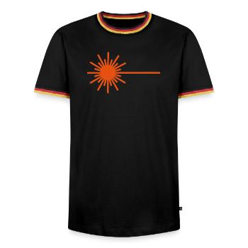 Laser Klassenzeichen - Männer Kontrast-T-Shirt - Schwarz/Dreifarbig - Vorne - AI Model Male 178 light (178cm) & AI Model Male 185 light (185cm)