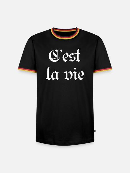 Streetwear - Männer Kontrast-T-Shirt - Schwarz/Dreifarbig