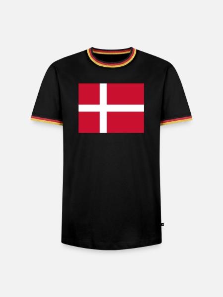 Dänemark - Männer Kontrast-T-Shirt - Schwarz/Dreifarbig