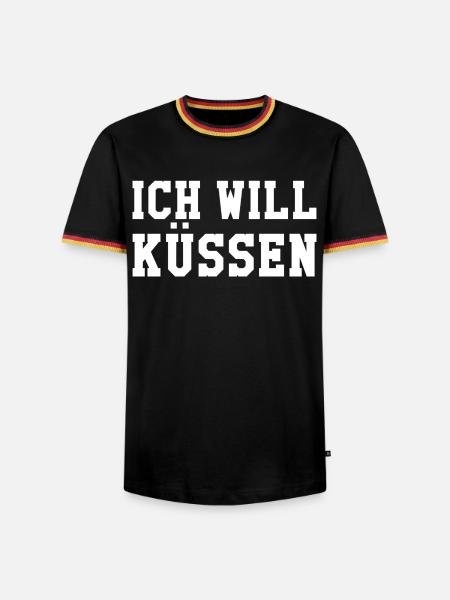 Ich will küssen - Männer Kontrast-T-Shirt - Schwarz/Dreifarbig