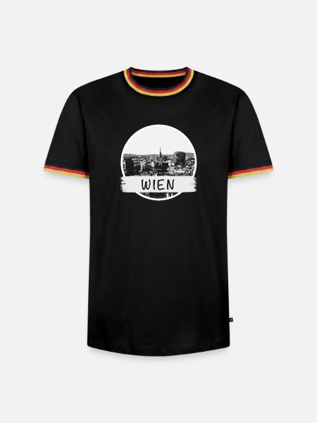 Wien City - Männer Kontrast-T-Shirt - Schwarz/Dreifarbig
