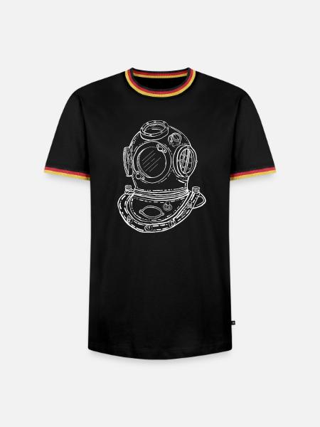 Taucherhelm, alt - Männer Kontrast-T-Shirt - Schwarz/Dreifarbig