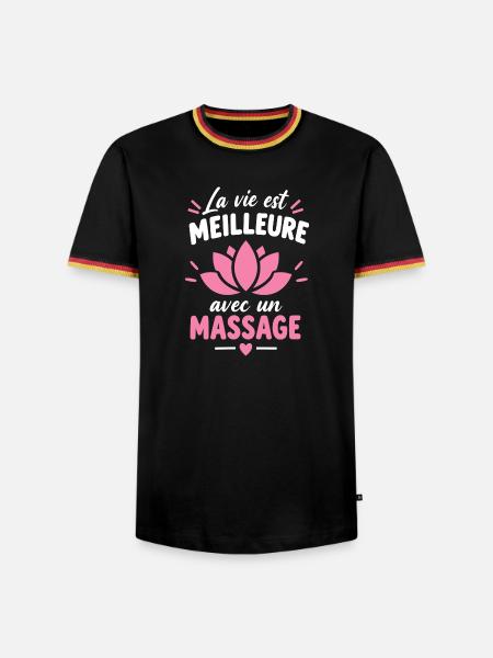 Life Best Lotus Massage - Männer Kontrast-T-Shirt - Schwarz/Dreifarbig