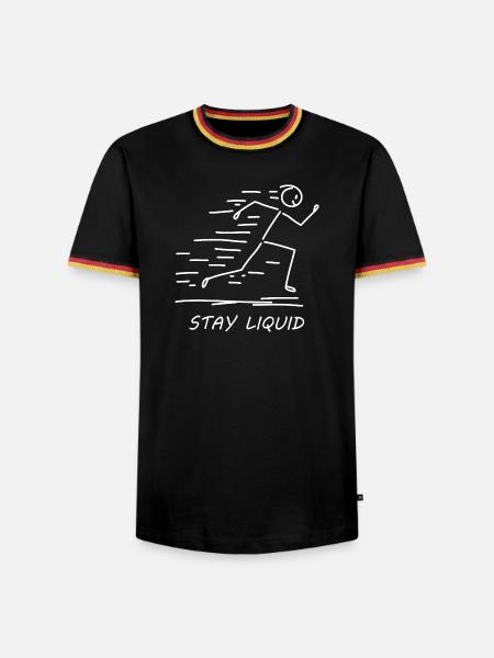 Stay Liquid - Lustiges Strichmännchen Design - Männer Kontrast-T-Shirt - Schwarz/Dreifarbig