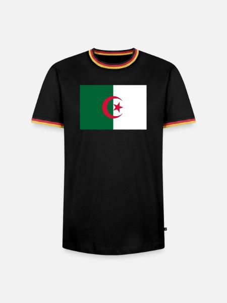 Algerien - Männer Kontrast-T-Shirt - Schwarz/Dreifarbig