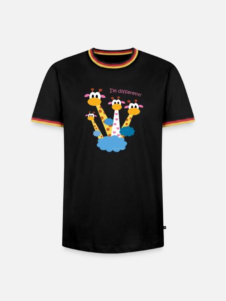 Giraffenvielfalt - I'm different! - Männer Kontrast-T-Shirt - Schwarz/Dreifarbig