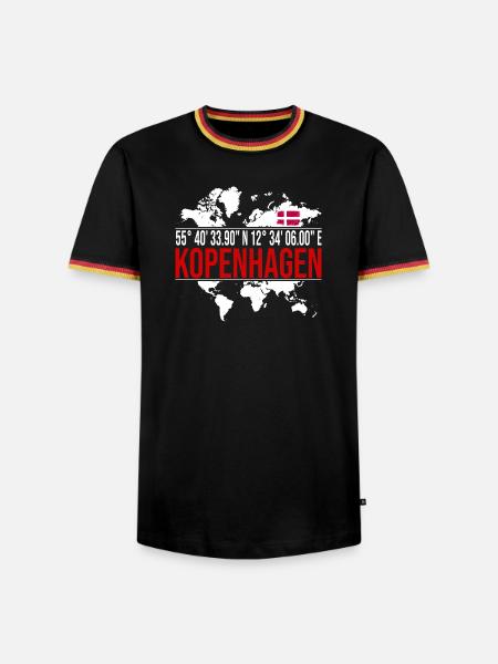 Kopenhagen - Männer Kontrast-T-Shirt - Schwarz/Dreifarbig