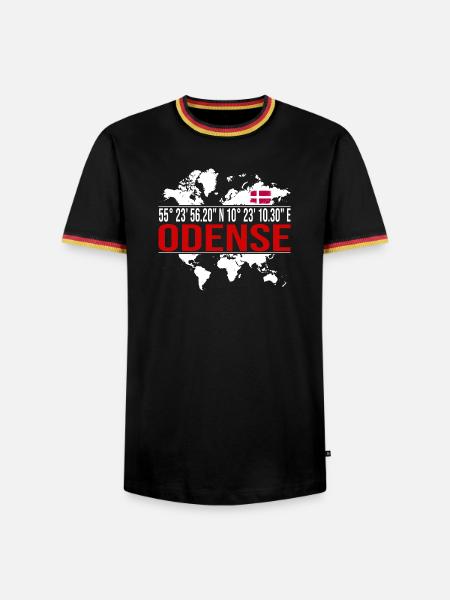 Odense - Männer Kontrast-T-Shirt - Schwarz/Dreifarbig