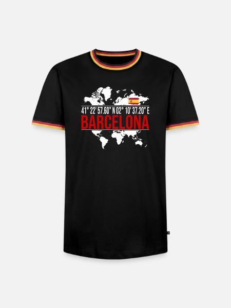 Barcelona - Männer Kontrast-T-Shirt - Schwarz/Dreifarbig