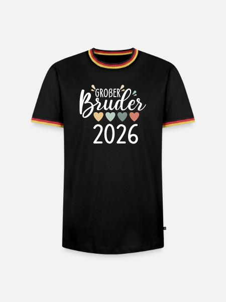 Großer Bruder 2026 Herzen - Männer Kontrast-T-Shirt - Schwarz/Dreifarbig