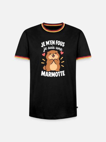Fröhliches und entspanntes Murmeltier - Männer Kontrast-T-Shirt - Schwarz/Dreifarbig