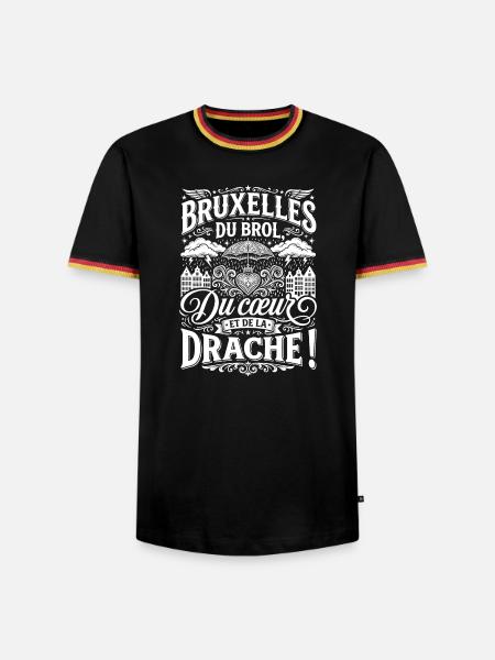 Brüssel: Brol, Herz und Bagger - Männer Kontrast-T-Shirt - Schwarz/Dreifarbig