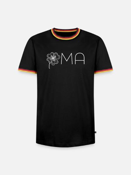 Oma mit Kleeblatt – Weiß - Männer Kontrast-T-Shirt - Schwarz/Dreifarbig