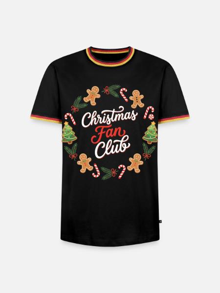 Weihnachts-Fanclub-Kranz - Männer Kontrast-T-Shirt - Schwarz/Dreifarbig