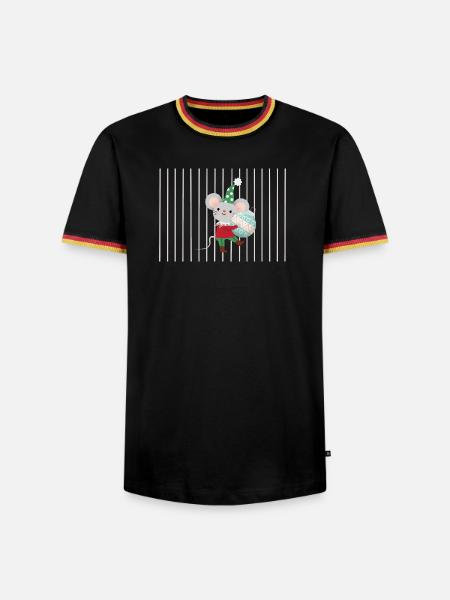 Fröhliche Maus mit Ornament - Männer Kontrast-T-Shirt - Schwarz/Dreifarbig