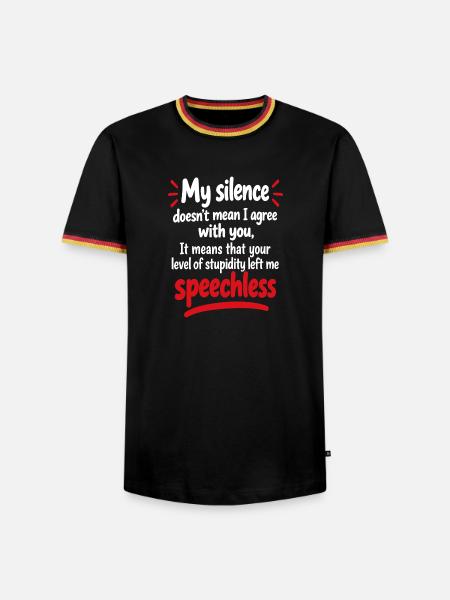 Sprachloser Comeback-Tee - Männer Kontrast-T-Shirt - Schwarz/Dreifarbig