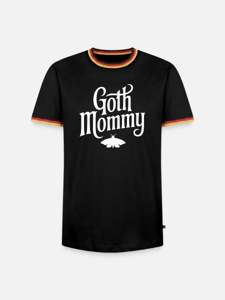 Goth-Mommy-Typografie mit Moth - Männer Kontrast-T-Shirt - Schwarz/Dreifarbig