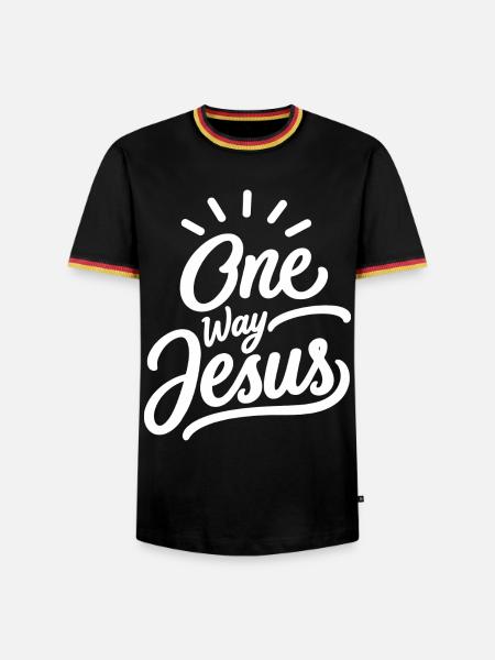 Einweg-Jesus-christlicher Glaube - Männer Kontrast-T-Shirt - Schwarz/Dreifarbig