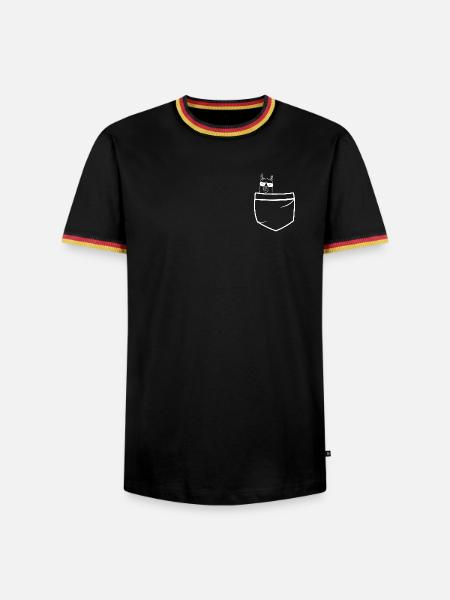 Llama Pocket Chill mit Sonnenbrille - Männer Kontrast-T-Shirt - Schwarz/Dreifarbig