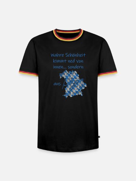Wahre Schönheit aus Bayern - Männer Kontrast-T-Shirt - Schwarz/Dreifarbig