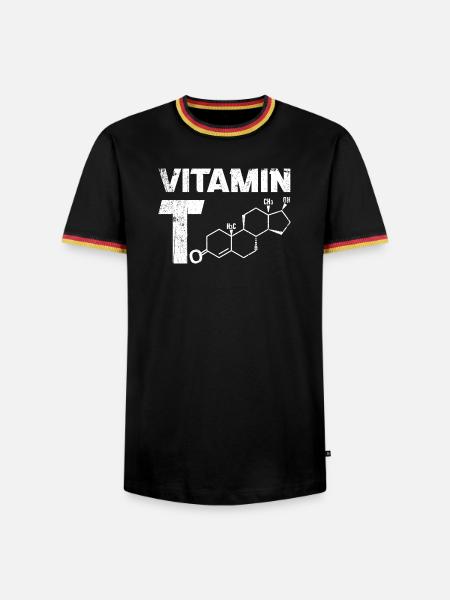 Vitamin T Testosteron Bodybuilding Fitnessstudio - Männer Kontrast-T-Shirt - Schwarz/Dreifarbig