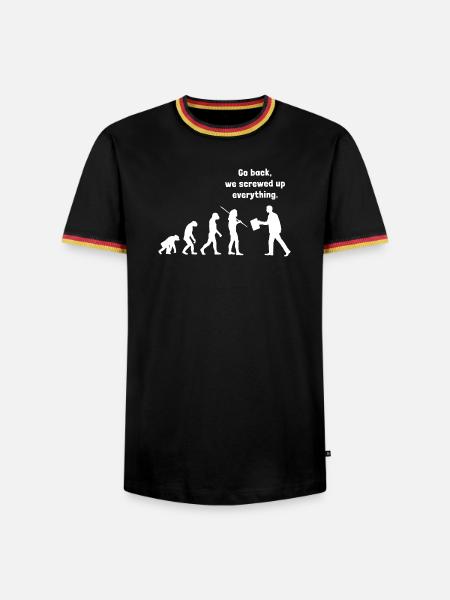 Go back we screwed up everything - Evolution - Männer Kontrast-T-Shirt - Schwarz/Dreifarbig