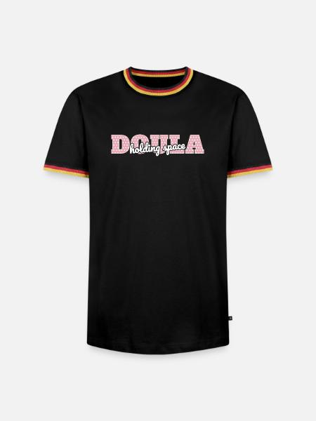 Doula hält den Raum - Männer Kontrast-T-Shirt - Schwarz/Dreifarbig