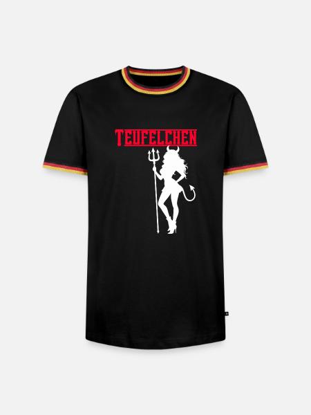Teufelchen - Männer Kontrast-T-Shirt - Schwarz/Dreifarbig