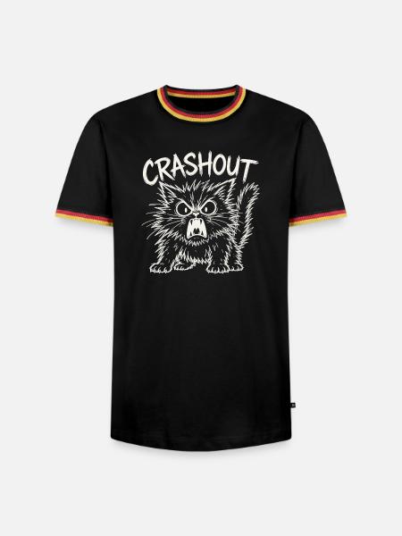 Crashout CartoonWut Katze - Männer Kontrast-T-Shirt - Schwarz/Dreifarbig