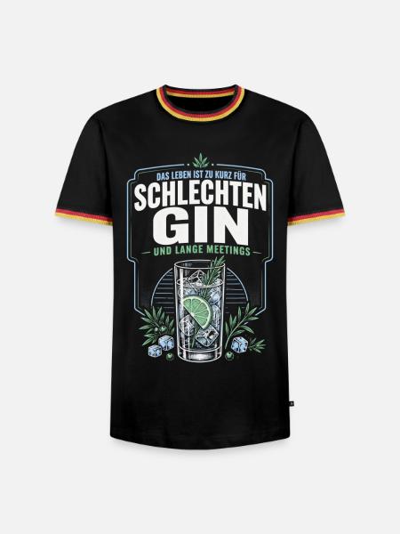 Gin Spruch – Schlechter Gin & Lange Meetings - Männer Kontrast-T-Shirt - Schwarz/Dreifarbig