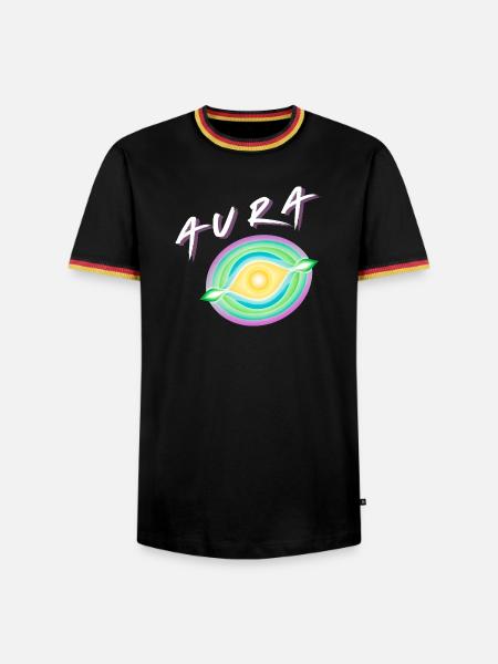 Aura - Regenbogen Aura  - Männer Kontrast-T-Shirt - Schwarz/Dreifarbig