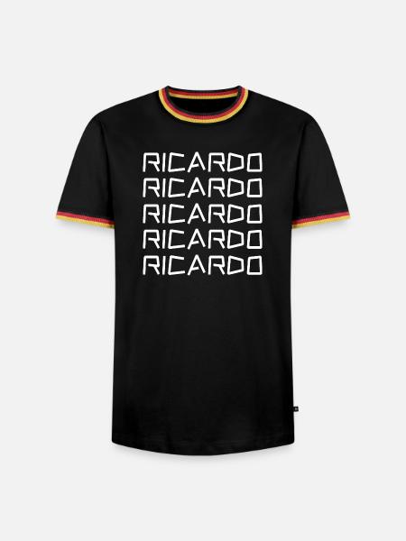 Ricardo - Männer Kontrast-T-Shirt - Schwarz/Dreifarbig