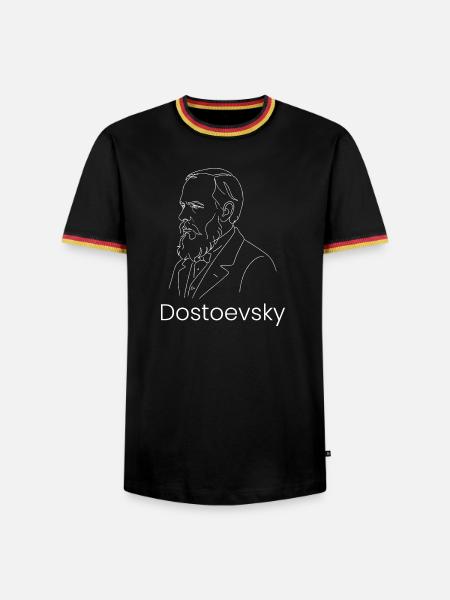 Porträt der Dostojewski-Linie - Männer Kontrast-T-Shirt - Schwarz/Dreifarbig