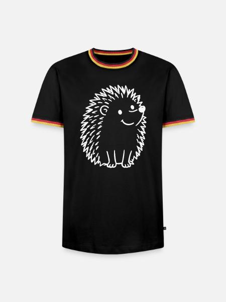 Süßer Doodle-Igel Linienkunst - Männer Kontrast-T-Shirt - Schwarz/Dreifarbig