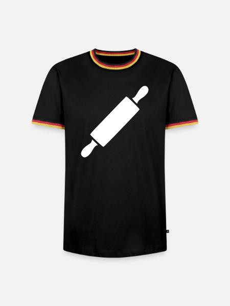Nudelholz Rollholz Bäcker Geschenk backen - Männer Kontrast-T-Shirt - Schwarz/Dreifarbig